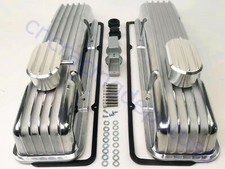 Small Block Chevy 305 307 327 350 400 TALL Polished Finned Aluminum Valve Covers picture