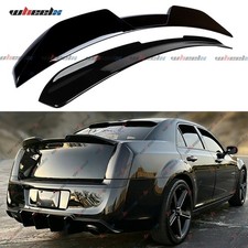 Gloss Black M Style Trunk Spoiler+V Style Rear Roof Wing For 11-23 Chrysler 300 picture