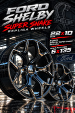 22x10 Ford Shelby Super Snake Replica Wheels Gloss Black 6x135 +25 set of 4 picture