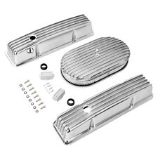 Aluminum Finned Tall Valve Cover&15'' Air Cleaner for 1958-86 SBC Chevy 350 400 picture