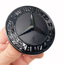🌟Black 57mm/2.24IN Flat Hood Emblem/Badge/Laurel Wreath For Mercedes-Benz picture