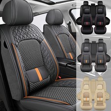 Luxury Leather & Ice Silk Car Seat Covers 5 Seat Front Rear Protector For Nissan picture