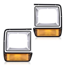 Pair Headlight Bezel Trim w/ Parking Turn Signal Light Fit For Dodge D/W Truck picture