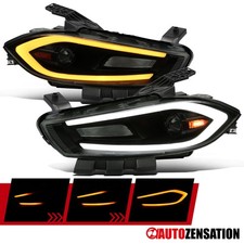 Black Smoke Fit 2013-2016 Dodge Dart Projector Headlights LED Sequential Signal picture
