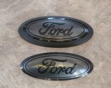 2021-22 F150 custom emblems CARBONIZED GRAY & GLOSS BLACK, no front camera picture