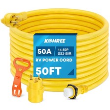 RV Power Extension Cord 50 Amp 50ft Generator Twist Lock Kohree picture