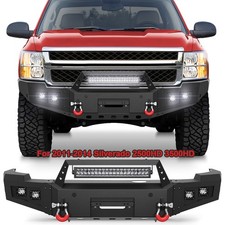Front Bumper For 2011-2014 Silverado 2500HD 3500HD Winch Plate LED Lights Drings picture