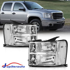 For 2007-2014 GMC Sierra Chrome Housing Headlight Clear Corner Signal Lamps picture