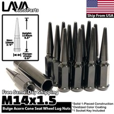 24x Black 14x1.5 Spike Lug Nut Fit Armada Titan XD QX56 QX80 Tundra Aftermarket picture
