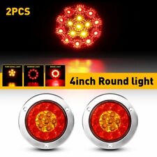 2X 4in Round Truck Trailer Red/Amber 16-LED Brake Stop Turn Signal Tail Lights picture