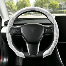 Non-Slip 5D Carbon Fiber Steering Wheel Cover - Breathable Comfortable Grip | US picture