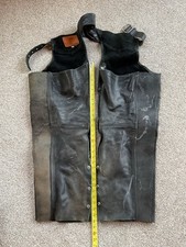 Vintage Heavy Duty Leather Black Motorcycle Biker’s Chaps Snap & Zip SIZE XL USA picture