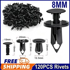 120-Pack 8mm Bumper Clips Retainer Auto Car Plastic Rivets Fastener Fender Push picture