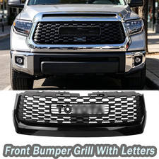 Black Bumper Grille Upper Grill W/Letters for 2014-2019 Toyota Tundra Honeycomb picture