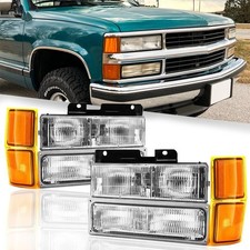 For 1994-1998 Chevy Silverado Headlights OBS C/K 1500 2500 3500 w/Bumper Lamps picture