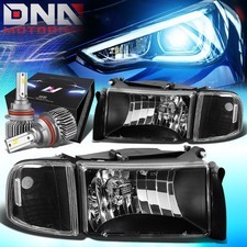 FOR 1994-2002 DODGE RAM 1500/2500/3500 PICKUP HEADLIGHTS W/LED SLIM STYLE BLACK picture