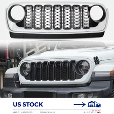 Gloss White 2024 Upgrade Grille W/o Camera Hole Fits 2018-2023 Jeep Wrangler JL picture