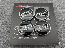 Audi Rings Dynamic Black Alloy Wheel Floating Centre Cap 61mm Hub Cap Set picture