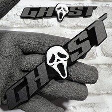 2pcs GHOST Emblem Matte Black White Car Side Fender Trunk Grill Badge Decal picture
