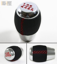 FITS 03-09 INFINITI G35 SEDAN COUPE LEATHER 6 SPEED SILVER SHIFT KNOB+RED STITCH picture