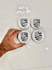76mm Porsche Wheel Center Hub Cap 911 Cayenne Panamera Cayman Silver And Black picture