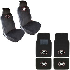 New NCAA Georgia Bulldogs Car Truck Front Sideless Seat Covers & Floor Mats Set picture