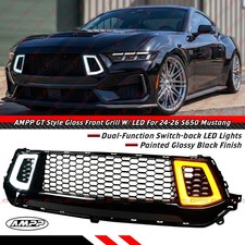 For 2024-26 Ford Mustang GT Ecoboost S650 Gloss Black LED DRL Mesh Front Grille picture