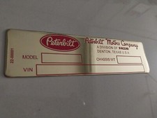 Vintage Peterbilt Data Plate Truck Brass Blank Repro Red picture