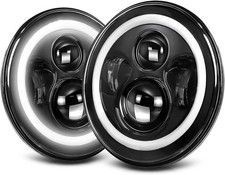 2 PCS 7 Inch LED Headlights Round Halo Angel Eyes DRL Turn Signal Lights H6024 picture