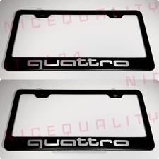 2X Quattro SLine Stainless Steel Black Finished License Plate Frame Rust Free picture