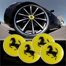 NEW 4X Fit Ferrari WHEEL CAPs Alloy Racing EMBLEM Badges Stickers 65mm NEW 3D picture