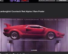 Lamborghini Countach - Red Alpine Rack 1980’s Original Car Poster Own It Rare picture