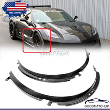 A Pair Carbon Fiber Style Front Wheel Trim Fender Flares For Corvette C7 14-2019 picture