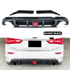 FOR 2014-2017 INFINITI Q50 GLOSS BLACK LED REAR DIFFUSER CORNER EXTENSION picture