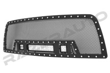 Black SS Mesh Grille Cutout Insert+LED Lights for 10-18 Dodge RAM 2500/3500 picture
