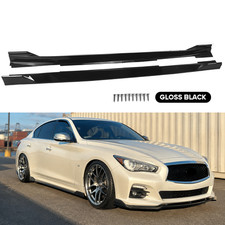 Fit Infiniti Q50 2014-2023 Gloss Black Side Skirts Lip Rocker Panel Sedan ABS picture