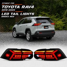Pair Smoked Red Sequential LED Tail Lights Assembly For Toyota RAV4 2019-2025 picture