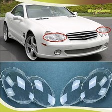 Pair Clear Front Headlight Headlamp Lens Cover For Benz W230 R230 SL500 2003-08 picture