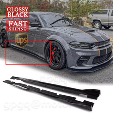 For Dodge Charger SRT Widebody 20-2023 V Style Glossy Black Side Skirt Extension picture