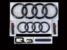 New Audi Q3 Emblem Matte Black Rings Front Rear Quattro Sline Combo Set 6X13-21 picture