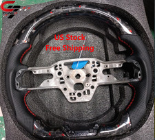 Red Forged Carbon Fiber Steering Wheel for Ford Mustang GT 2024-2026 No Heated picture