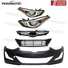 For 2014-2016 Hyundai Elantra Sedan Front Bumper Cover With Grille Headlights picture