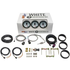 GlowShift Boost, 1500F Pyro EGT & 100 Fuel Pressure Diesel Gauges, White 7 Color picture