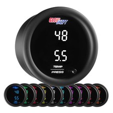GlowShift Dual Digital Celsius Temp & Bar Pressure Gauge Kit w/ Sensor, 10 Color picture