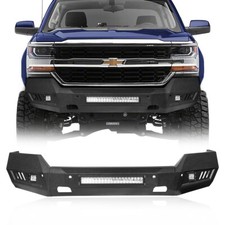 Texture Black Front Bumper w/LED Light Fit Chevrolet Silverado 1500 16-18 Steel picture