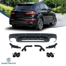 For Audi 2020-2023 Q7 to SQ7 Black Rear Bumper Diffuser Lip & Exhaust Tips picture