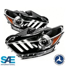 PAIR SET HID Xenon Projector Headlights W/ LED DRL For Ford Mustang 2015-2017 picture