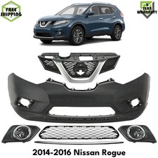 Front Bumper Cover Primed & Grille Assembly Kit For 2014-2016 Nissan Rogue picture