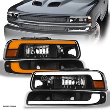 Switchback Sequential For 1999-2002 Silverado Black Headlights+Bumper w/LED Bar picture
