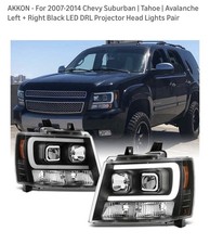 FOR 2007-2014 CHEVY SUBURBAN TAHOE AVALANCHE LED PROJECTOR HEADLIGHTS LAMP BLACK picture